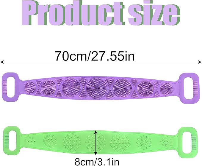 Silicone Body Scrubber for Shower,Silicone Back Body Scrubber with Handle,27.5 Inch Exfoliating Deep Clean Bath Body Brush Scrubber for Men and Women-2 PCS