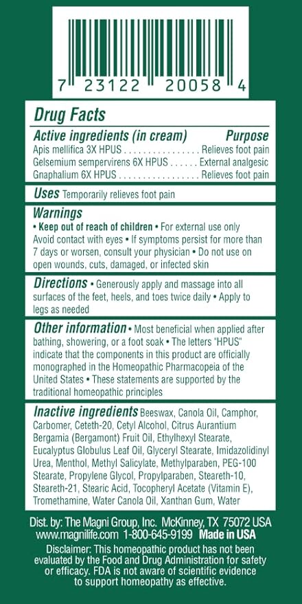 MagniLife DB Foot Cream, Calming Relief for Burning, Tingling, Shooting & Stabbing Foot Sensations - Soothes Dry, Cracked, Itchy, Sensitive Skin (4 oz Tube)