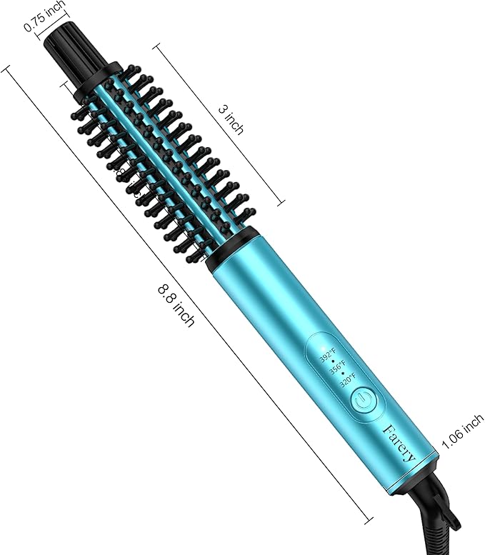 Farery Mini Thermal Brush 3 Temperature Adjustable, 3/4 Inch Travel Curling Iron for Short Hair, Heated Round Brush for Touch-ups and Small Curls, Lightweight Curling Wand for Thin Hair, Dual Voltage
