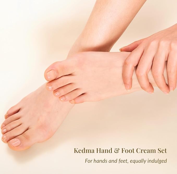KEDMA Hand & Foot Cream Set – Daily Moisturizing Creams with Dead Sea Minerals, Aloe Vera & Olive Oil – Nourishing Skincare for Dry, Cracked Hands and Feet | 3.4 Oz each / 100g