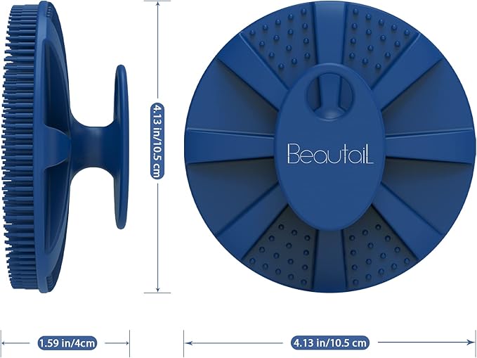 Silicone Body Scrubber, BEAUTAIL Shower Bath Scrubber, More Hygienic Than Traditional Loofah, Lather Nicely, Long Lasting, Gentle Exfoliating Brush for Women Men Baby Sensitive Skin, 1 Pack, Blue