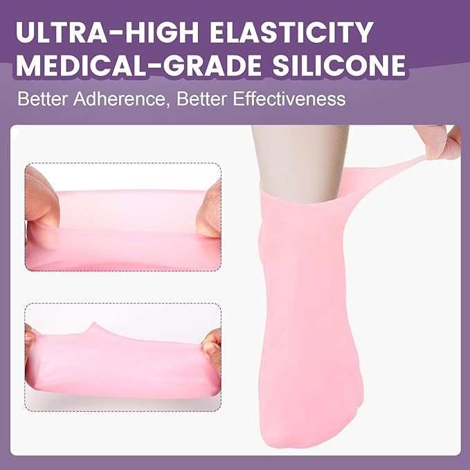 4 Pairs Silicone Socks Gloves Set for Dry Cracked Feet and Hands, Silicone Foot Socks for Women, Moisturizing Feet