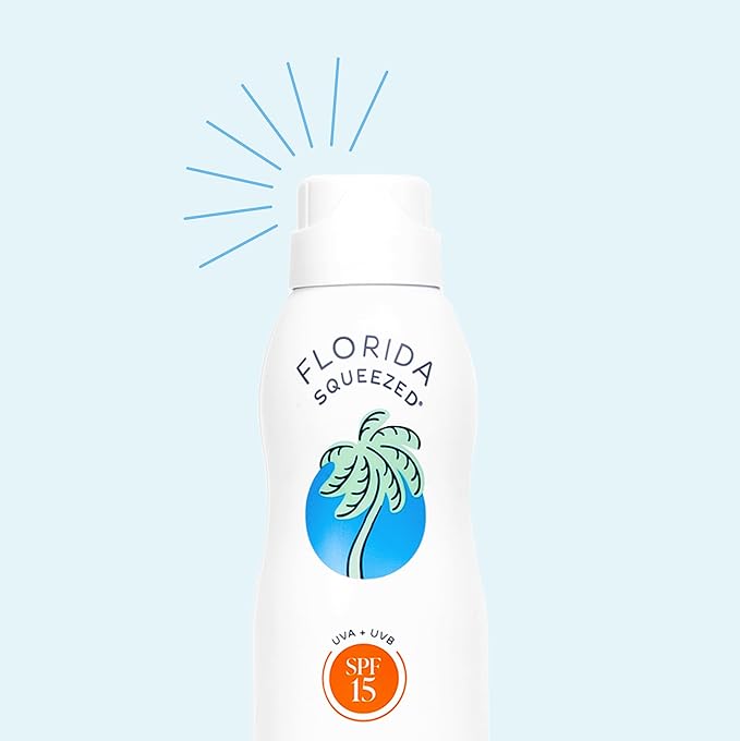 Florida Squeezed SPF 15 Sunscreen Water Resistant Spray|6oz|Vegan and Hawaii 104 Reef Act Compliant (Octinoxate & Oxybenzone Free) Broad Spectrum Moisturizing Sunscreen. Paraben & Phthalate Free.