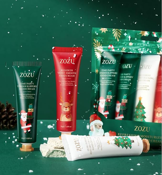 Christmas Hand Cream Set for Foot Dry Cracked Hands 5-Pack Moisturizing Hand Care Collection Gift, Holiday Themed Lotion, Fragrant Cream