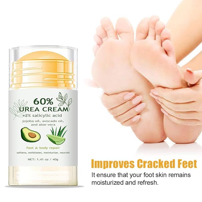 60% Urea Cream Stick plus 2% Salicylic Acid for Feet Maximum Strength - Foot & Hand Repair Balm for Extremely Dry Skin, Moisturizes Cracked Heels, Knee, Elbow and Hand, Callus Remover & Skin Soften