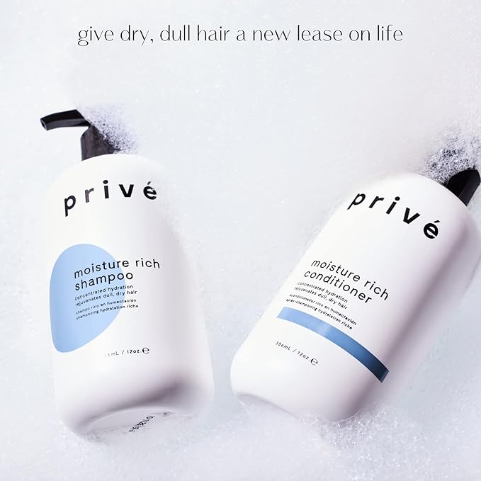 Prive Moisture Rich Shampoo - Extreme Hydration- Infused with Shea Butter - Great for All Hair Types - Color Safe (12 oz)