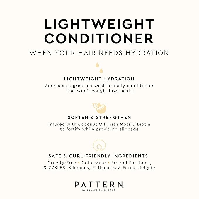 PATTERN Beauty by Tracee Ellis Ross Lightweight Conditioner, 3 Fl Oz, Rich Moisture for Curlies, Coilies and Tight-Textured Hair, 3a-4c