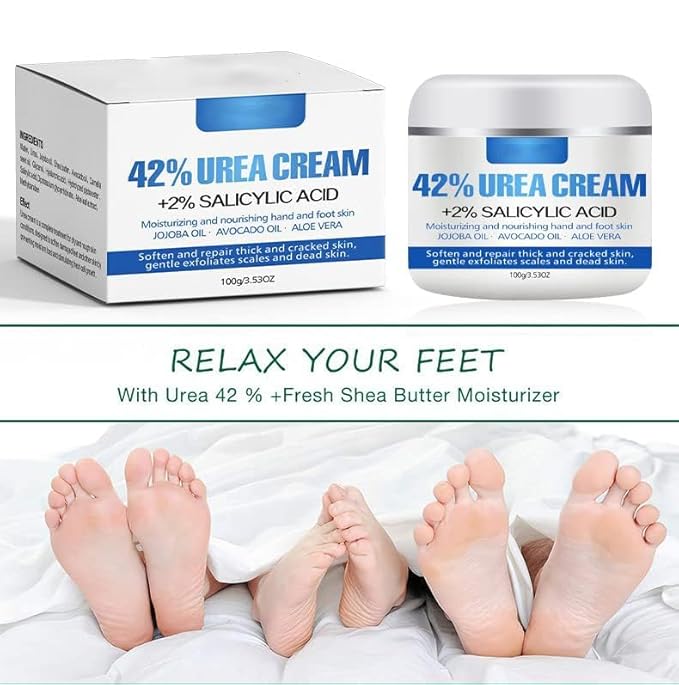 Urea Cream for Foot 42% +2% Salicylic Acid, Foot & Hand Cream for Feet Maximum Strength Moisturizes Nourishes Softens Dry, Rough, Exfoliates Dead Skin Callus Remover For Feet 3.53oz