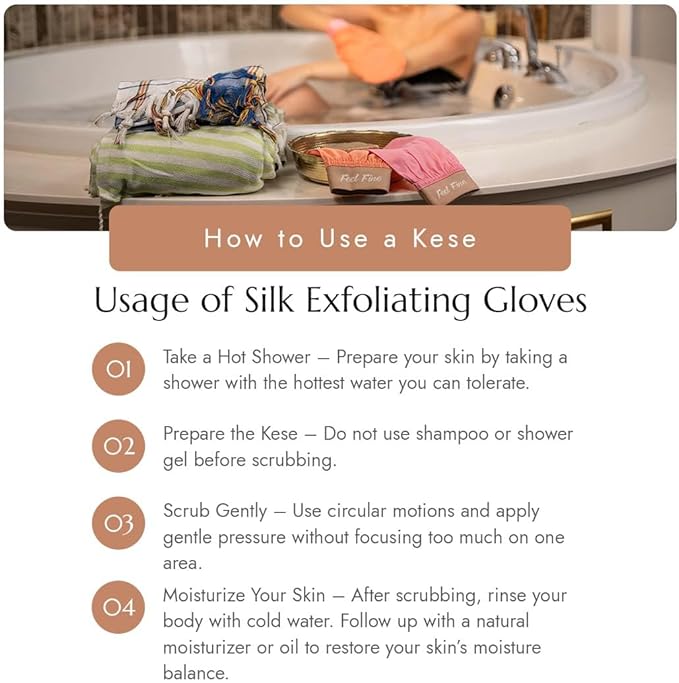 Feel Fine Turkish Exfoliating Mitt – 100% Raw Silk Hammam Kese Glove for Men & Women | Handcrafted Turkish Skin Peeling Scrubber Bath & Sauna Exfoliator (Lilac)