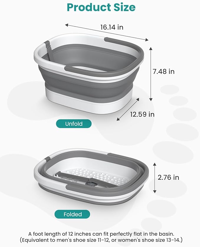 Nekteck Foot Soaking Tub Collapsible Bucket for Foot Bath Soak Tub, Foot Basin Foot Soaker with 138 Acupressure Nodes and Pumice Stone for Feet Massager Pedicure Foot Spa, Gifts for Men Women Dad Mom