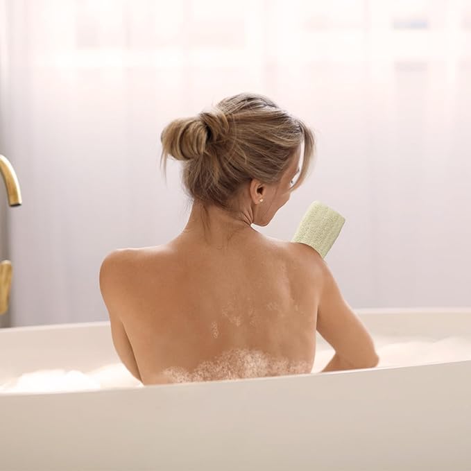 Loofah Bath Brush Set – Detachable Loofah Sponge Brush with Long Handle, 2-Pack for Back Scrubbing and Full Body Exfoliation