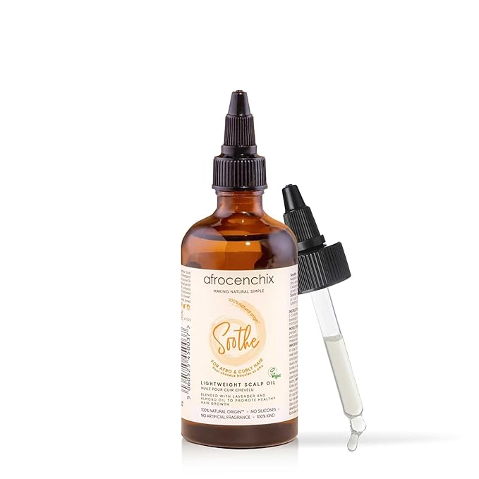 Afrocenchix Soothe Scalp Oil – Growth Oil Treatment for Afro & Curly Hair – Itchy Scalp Relief, Moisture, Vegan – 100ml