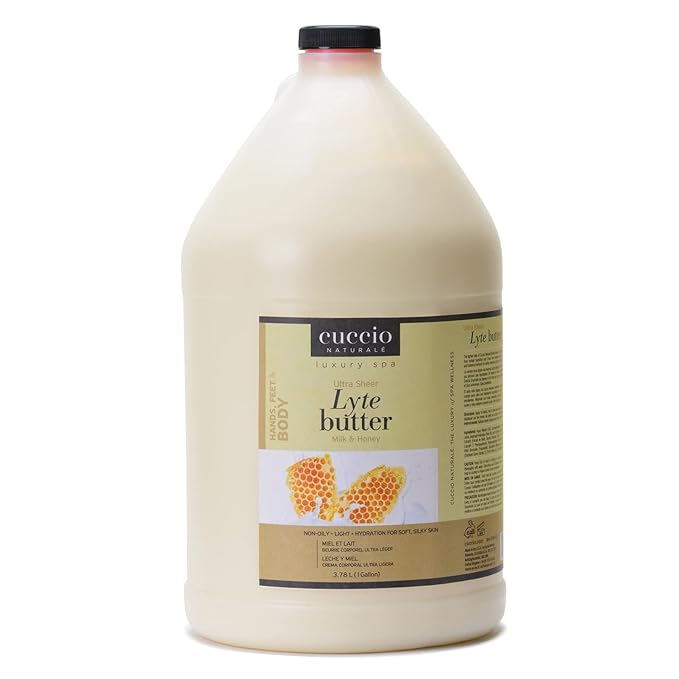 Cuccio Naturale Lyte Ultra-Sheer Body Butter - Replenishing Scented Moisturizer Cream - Deep Hydration To Repair Dry Skin - All Natural, Cruelty-Free Formula - Milk And Honey - 1 Gal