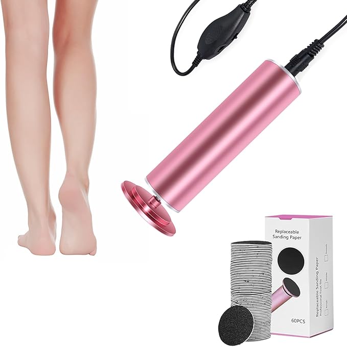 Dermave Electric Foot Callus Remover – Pedicure Tool with 60pcs Sanding Discs, Electric Foot Callus Remover, Callus Remover for Feet - Foot File for Dead Cracked Skin, Men/Women (Pink)