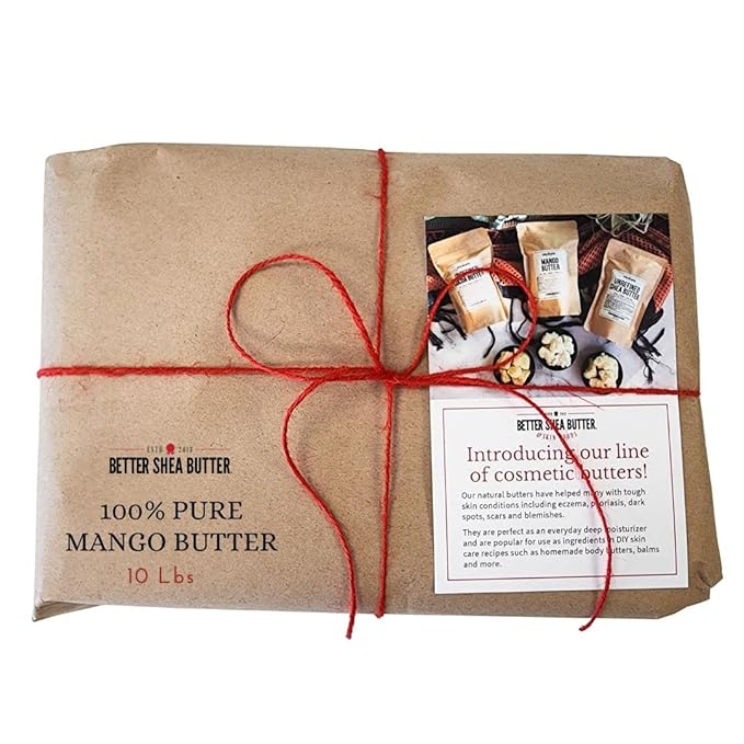 Better Shea Butter Raw Mango Butter Bulk 10 lb - 100% Pure Mango Seed Butter, Hexane-Free, Fresh, Free of Impurities - Use to Make Soap, Mango Body Butter, Mango Body Lotion, Lotion Bar, Lip Balm