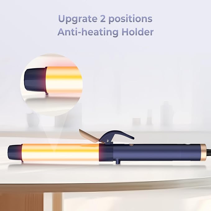 Rotating Curling Iron, 5 Temperature 1 1/4 in Automatic Curling Iron, Double Voltage 360° Rotating Auto Curling Wands, 1H Auto-Off & 30s Fast Heat Self Curler Travel Hair Styling Tools