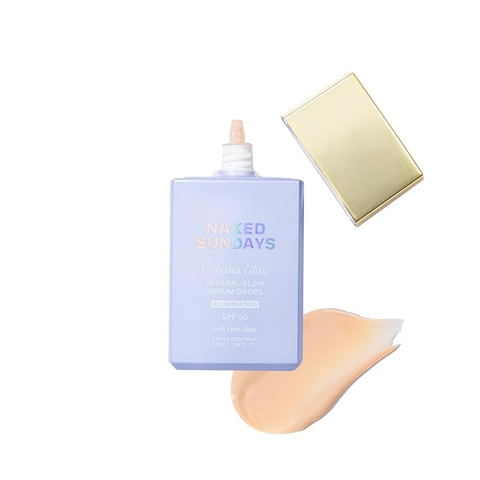 Naked Sundays CabanaGlow™ Illuminating Tinted Sunscreen Serum Drops SPF 50 – Hydrating, Brightening, Zinc Oxide Daily Face Sunscreen with Skin-Perfecting Pigments