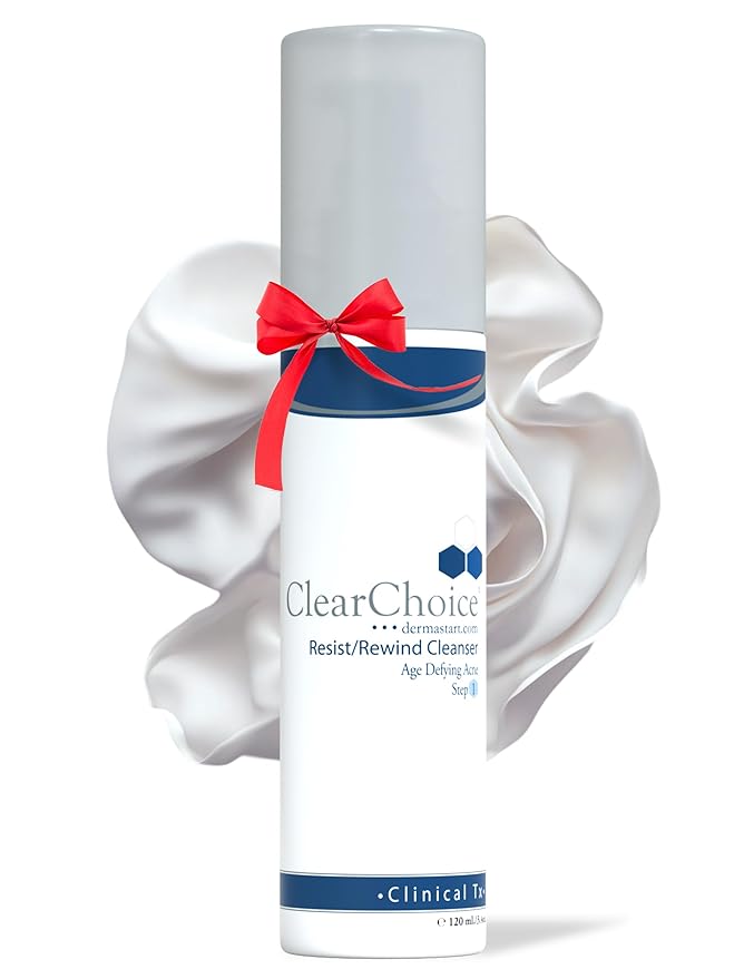 Clear Choice Resist/Rewind Cleanser 6.7oz β Anti-Aging & Acne-Fighting Face Wash with Benzoyl Peroxide, Mandelic Acid & Turmeric, Gently Exfoliates & Soothes Sensitive Skin