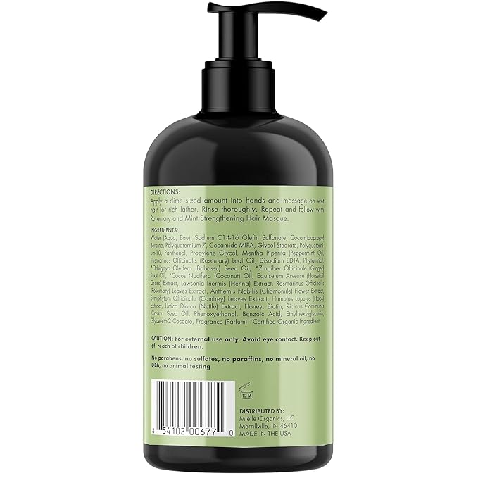 Mielle Organics Rosemary Mint Strengthening Hair Oil and Shampoo