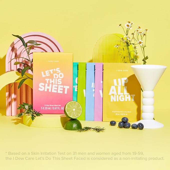 I DEW CARE Collagen Face Mask Variety Pack - 5 Days Facial Masks Skincare Korean | Hydrating Collagen Face Mask, Moisturizing Skin Care, Korean Sheet Masks, Facial Skincare Pack, Gifts For Women, 5EA