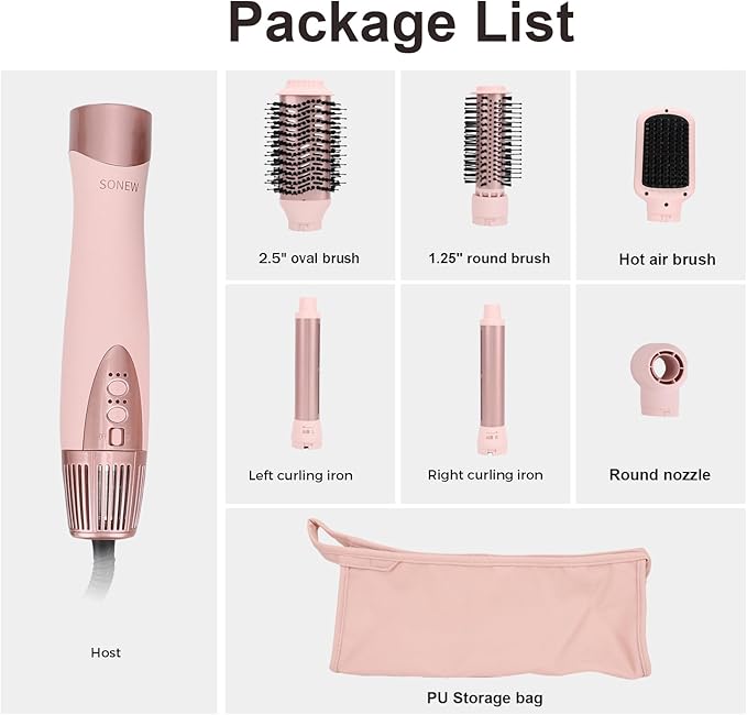6-in-1 Multi Hair Styler | Air Styling & Drying System | Powerful Hair Dryer Brush | No Heat Damage | Auto-Wrap Curlers, Oval Brush, Round Brush, Comb & Storage Bag