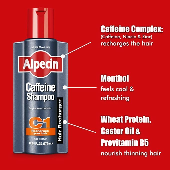 Alpecin C1 Caffeine Shampoo 8.45 Oz (Pack of 3) I Hair Performance Enhancer I Promotes Natural Hair Growth and Thickness I Energizes Scalp