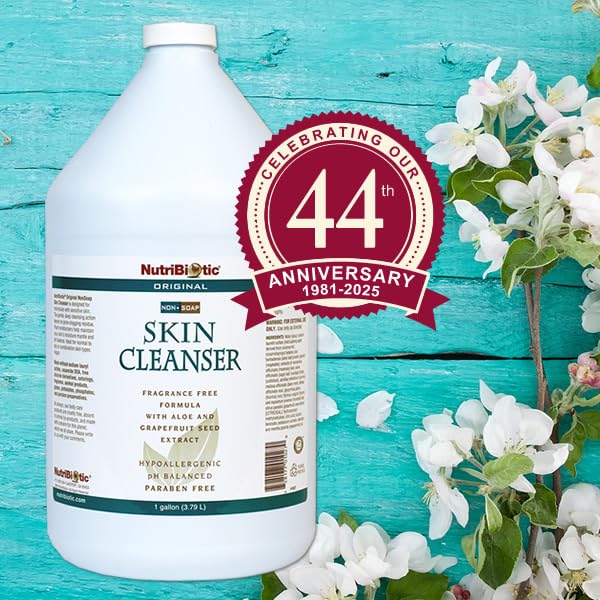 NutriBiotic Original Non-Soap Skin Cleanser, 1 Gallon | Fragrance Free with GSE | pH Balanced, Hypoallergenic & Biodegradable | Free of Parabens, Fragrance, Phosphates, SLS, Dyes, & Colorings