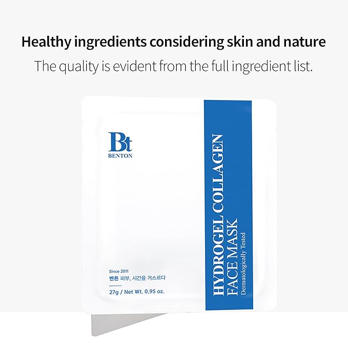 BENTON Hydrogel Collagen Face Mask Overnight Hydrolyzed Cooling All in One Care – Pore Minimizer Hydrating Brightening Anti-Aging Firming Improves Skin Texture Korean Skin Care for sensitive 27gX4EA