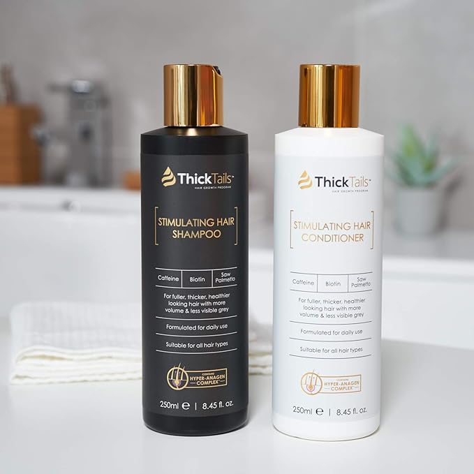 ThickTails Hair Growth Shampoo & Conditioner Set – Biotin, Caffeine, Saw Palmetto & Botanical Extracts – Sulphate-Free, Vegan Formula for Fuller-Looking Hair – Supports Scalp Vitality & Strength