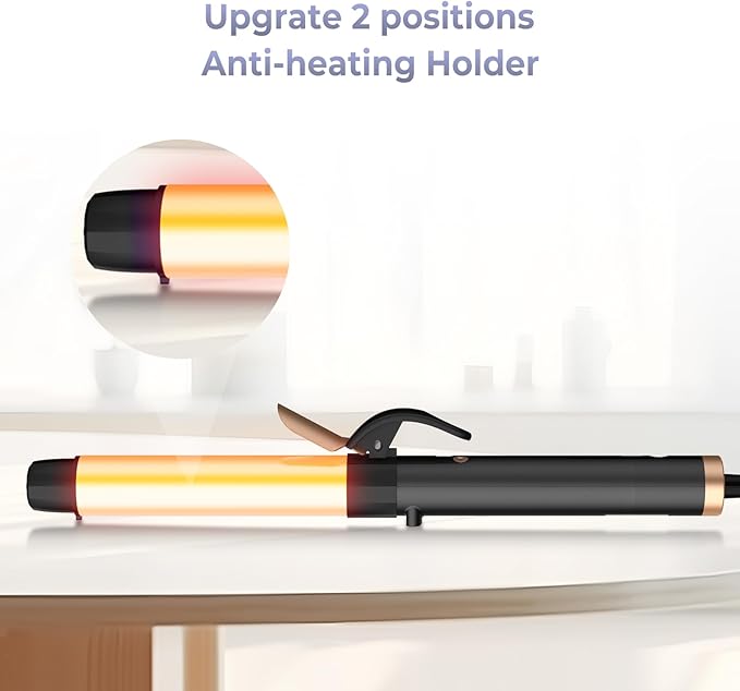 Rotating Curling Iron, 5 Temperature 1 1/4 in Automatic Curling Iron, Double Voltage 360° Rotating Auto Curling Wands, 1H Auto-Off & 30s Fast Heat Self Curler Travel Hair Styling Tools