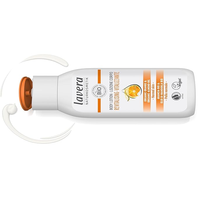 lavera Body Lotion Vitalizing - Body Milk with orange & almond oil - body milk for normal skin - PETA certified - biodegradable - vegan - natural cosmetics - 6.76 fl.oz.