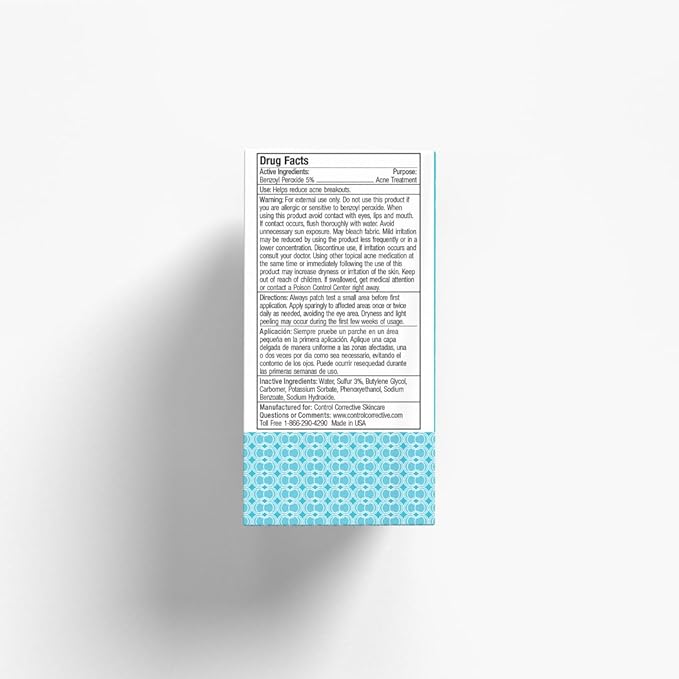 CONTROL CORRECTIVE Clear Med 5% Acne Treatment Lotion, 2.5 Oz - Helps Clear & Control Breakouts, Benzoyl Peroxide, 3% Sulfur To Improve Efficacy And Dry Up Blemishes