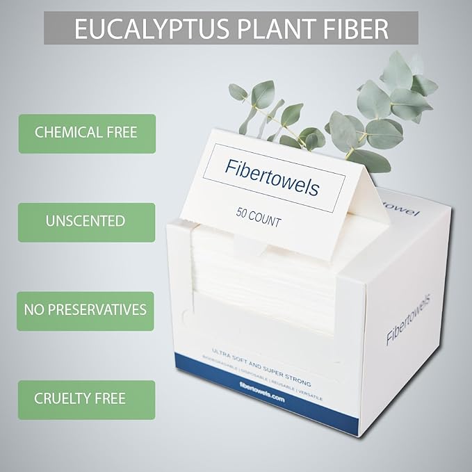 XL Disposable Face Towels 10” x 12” Eucalyptus Fiber Face Towelettes, Ultra Soft Facial Tissue Wipes for Women, Skin Friendly Dry Wipes Makeup Remover 50 Count (Pack of 1)