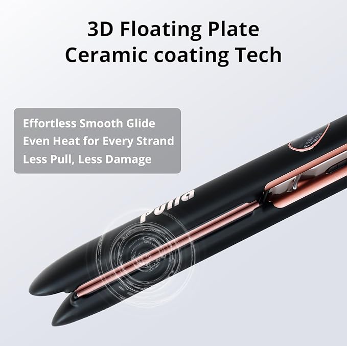Pulla Hair Straightener - 2 in 1 Professional Hair Straightener and Curler Ceramic Coating Ionic Flat Iron, Dual Voltage for Travel Using, Get Frizz-Free, 500 Degree High Temp, 15s Fast Heat-Up