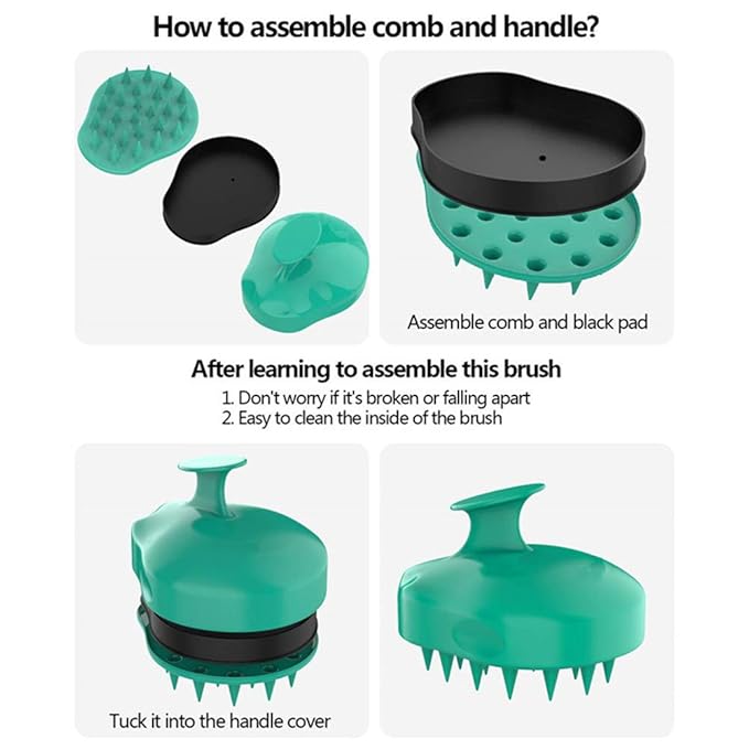 Silicone Body Scrubber & Scalp Massager - Long Handle Back Brush for Shower, Exfoliating Scrubber, Hair Dandruff Shampoo Brush for Men, Women & Kids