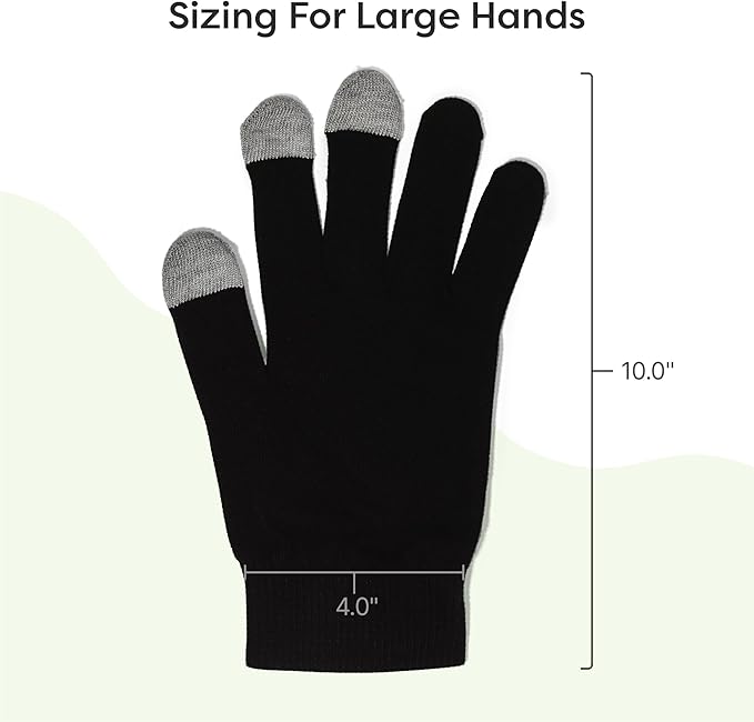 ZenToes Moisturizing Gloves for Dry Hands, Gel Infused with Jojoba Seed Oil, Olive Oil and Vitamin E, Overnight Hand Moisturizer (Large, Cotton Black)