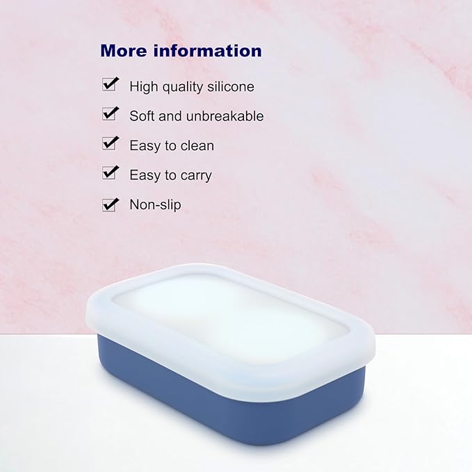 Leak Proof Travel Soap Case,Solid Shampoo Bar Holder, Silicone Soap Container with Draining Layer, Portable Bar Soap Holder for Bathroom, Camping, Gym, Easy to Clean (Blue, Large)