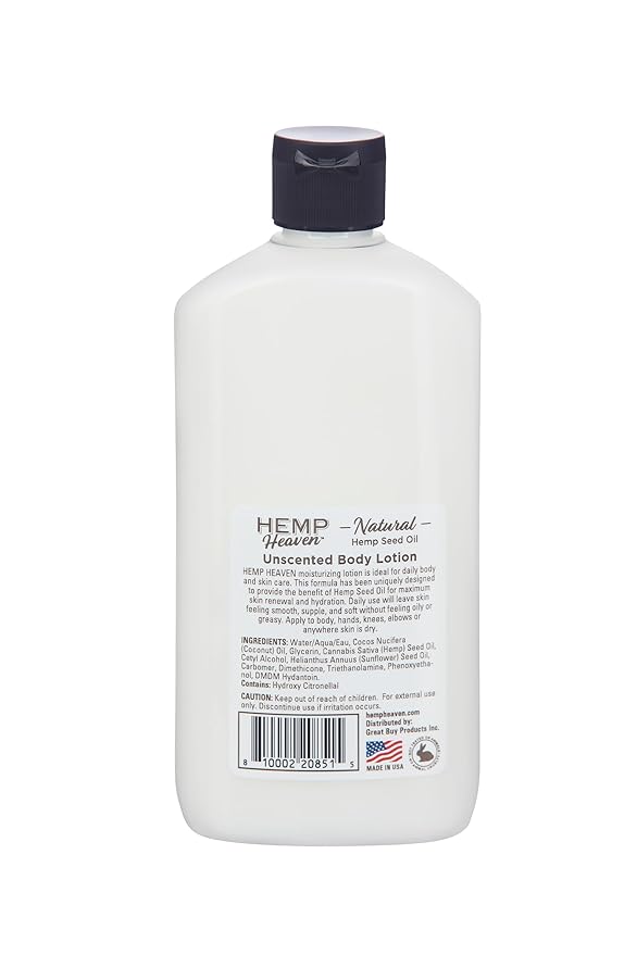 Hemp Heaven Hemp Lotion - Lotion Unscented Scent - Natural Hemp Seed Oil, Paraben-Free, 18 oz, Made in USA, Nourishing for Men & Women, EWG Verified, Anti-Aging