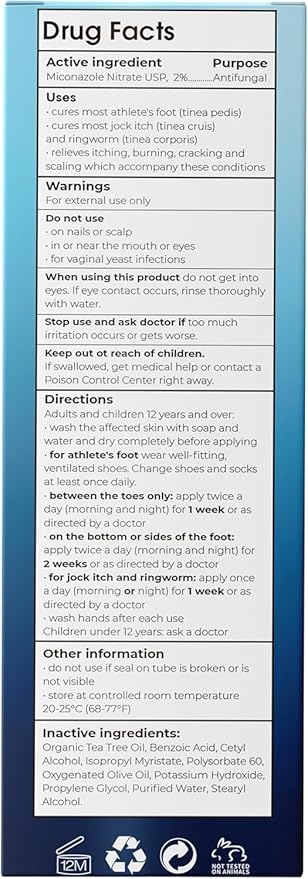 Foot Cream | Athleteβs Foot Cream for Cracked Heels, Dry Skin & Itchy Feet | Relieves Itching, Burning & Redness | Antifungal Treatment Helps with Nail Fungus, Jock Itch & Ringworm | 4.05 fl oz