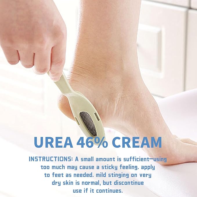 Urea Cream 46% with 2% Salicylic Acid for Dry Cracked Feet, Heels, Knees, Elbows, Hands Repair Treatment 5.3 Oz Extra Care Body Deep Moisturizing Cream Dry Skin Intensive