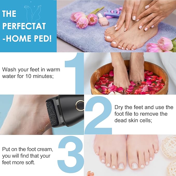 Electric Foot File Callus Remover for Feet - 6pcs Larger Grinding Head&3Speed, Pedicure Kit Foot Scrubber Deadskin Callus Remover, Foot Care Kit Pedicure Tools for Dead Skin Callus Hardskin Dry Cracks