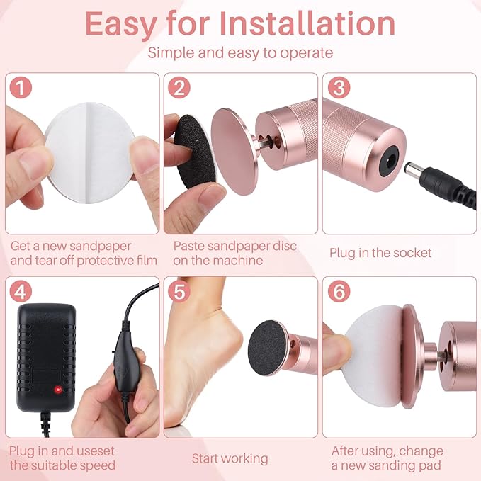 Electric Foot Callus Remover, 2-in-1 Electric Foot Filer/Nail Filer, Callus Remover for Feet with 60Pcs+12Pcs Sandpaper Discs,Holiday Gift Foot Repair Tool, Champagne Gold