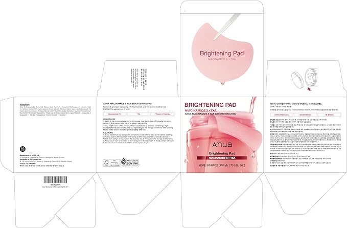 Anua Niacinamide 5 TXA Toner Pads – Hydrating Facial Pad for Even-Looking Skin Tone & Daily Radiance Care, Glow up Under-eye with Tranexamic acid, Korean Skin Care (210ml, 60 Pads)