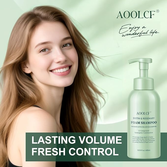 Biotin & Rosemary Shampoo for Hair Growth, Hair Loss Shampoo for Men and Women, 12-Component Synergistic Blend for Visibly Thicker Hair - 13.53 fl oz (Pack of 2)