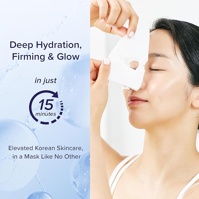 Sealing-in-Moisture Mask | No-Slip, No-Drip, No-Mess 15-Minute Triple-Layer Sheet Mask | Niacinamide, Adenosine &Collagen for Hydration,Firming & Glowing Skin | (18gx5ea)