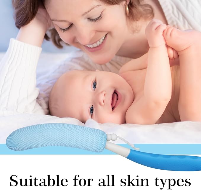 Long Handled Shower Brush, Non-Slip Long Handle Bath Brush, Back Body Brush Gentle Exfoliating and Lather Well Deep Cleansing Long-Lasting for Body