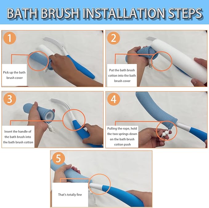 KkaFFeKkaFFe Shower Back Brush With Long Handle, 15.35" Body Brush, Back Scrubber for Men Women, Handled Sponge Body Exfoliator, Loofah Scrubber for Aid Bathing