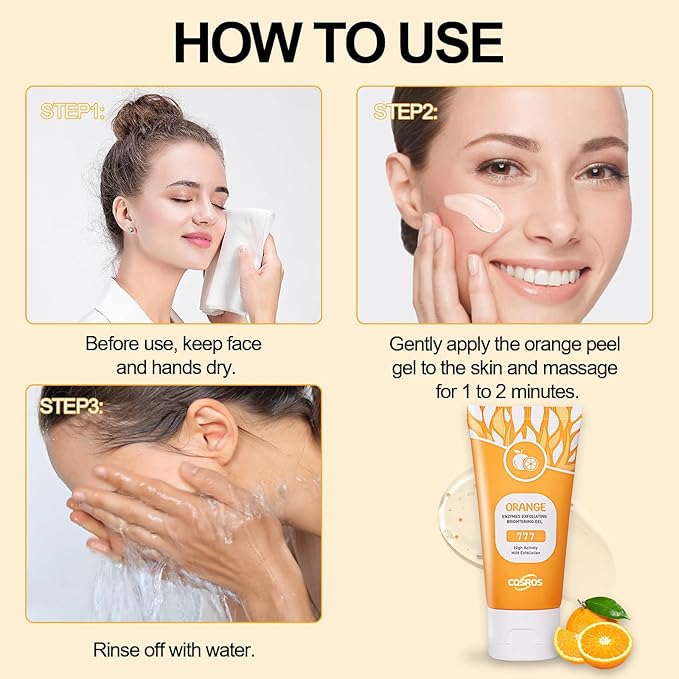 BROUYOUE Orange Exfoliating Gel Scrub for Face and Body, Deep Cleansing Moisturizing Skin Orange Peeling Gel, All Skin Types (2pcs)