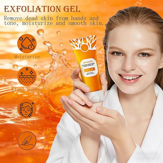 Orange Exfoliating Gel for Face & Body, 2026 Exfoliating Cleansing Gel Scrub, Pore Orange Peeling Scrub, Deep Clean Pores, Remove Blackheads & Moisturize Skin, All Types Skin