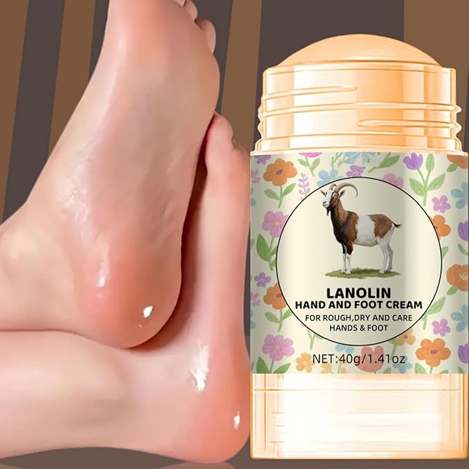 Lanolin Hand & Foot Cream Stick, Moisturizing Foot Balm for Dry, Cracked Skin with Aloe Vera, Softens Cracked Heels, Knees & Elbows, Non-Greasy Hydration for Men & Women
